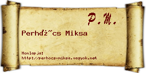 Perhócs Miksa névjegykártya